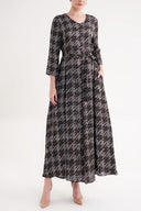 Kahve Bol kesim kemerli elbise 94697