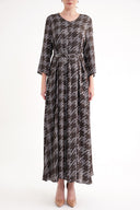 Kahve Bol kesim kemerli elbise 94697