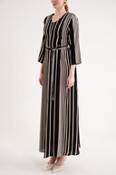 Çizgili Bol kesim kemerli elbise 94697