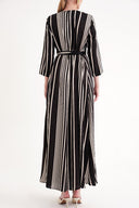 Çizgili Bol kesim kemerli elbise 94697