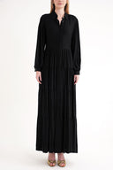 Siyah Siyah balon kol büzgülü gömlek elbise 94686