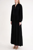 Siyah Siyah balon kol büzgülü gömlek elbise 94686