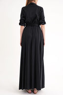 Siyah Büzgülü uzun gömlek elbise 94713