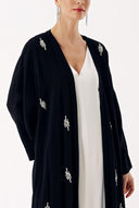 Siyah Taş işlemeli uzun kollu kaftan 94715