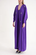 Mor Taş işlemeli uzun kollu kaftan 94715