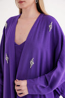 Mor Taş işlemeli uzun kollu kaftan 94715