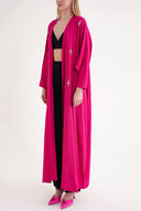 Fuşya Taş işlemeli uzun kollu kaftan 94715