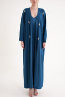 Petrol Taş işlemeli uzun kollu kaftan 94715