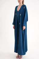 Petrol Taş işlemeli uzun kollu kaftan 94715