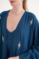 Petrol Taş işlemeli uzun kollu kaftan 94715