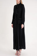 Siyah Balon kol yakası bağcıklı elbise 94716