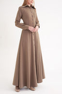 Bej Vücuda oturan uzun gömlek elbise 94725