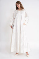 Ekru Dikiş detaylı abaya 94753