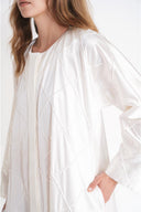 Ekru Dikiş detaylı abaya 94753