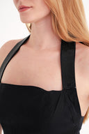 Siyah Vücuda oturan boyundan askılı kristal taş detaylı mini elbise 94761