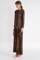 Leopar Rahat kesim uzun elbise 94805