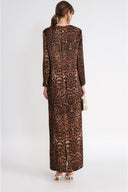 Leopar Rahat kesim uzun elbise 94805