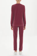 Bordo Şerit detaylı eşofman takım 12223