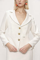 Beyaz Uzun etek ve blazer ceketli ikili takım 12281