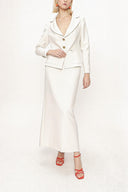 Beyaz Uzun etek ve blazer ceketli ikili takım 12281
