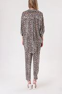 Leopar Bol kesim gömlek ve beli lastikli pantolunlu takım 12308