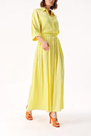 Yellow Elastic waist trousers and shirt set 12329