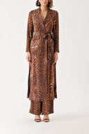 Leopar Uzun ceketli pantolon takım 12335