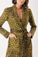 Leopar-Olive Uzun ceketli pantolon takım 12335