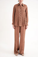 Kahve Kraşlı pantalon gömlek takım 12352