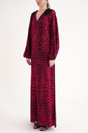 Leopard-Mor Kapüşonlu yanları yırtmaçlı tunik ve pantolonlu takım 12363