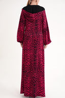 Leopard-Mor Kapüşonlu yanları yırtmaçlı tunik ve pantolonlu takım 12363