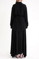 Siyah Bol kesim gömlek ve lastik detaylı etekli takım 12382