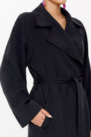 Siyah Yanları düğmeli Trenchcoat 20395