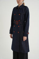 Lacivert Kruvaze kapama kemerli trençkot 20407