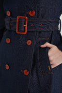 Lacivert Kruvaze kapama kemerli trençkot 20407