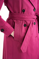 Fuşya Kruvaze kapama kemerli trençkot 20407