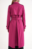 Fuşya Kruvaze kapama kemerli trençkot 20407
