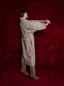 Bej Bol kesim pelerin detaylı  trençkot 20409