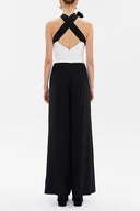 Siyah Ekru Straplez ipek tulum 10014