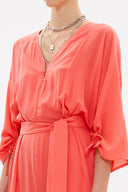 Kırmızı Büzgülü ve fermuarlı tulum 10080