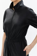 Siyah Fermuarlı beli lastik detaylı tulum 10105