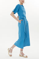 Mavi Bol paça poplin tulum 10106