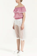 Beyaz Bol kesim capri pantolon 70039