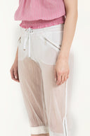 Beyaz Bol kesim capri pantolon 70039