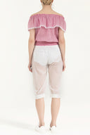 Beyaz Bol kesim capri pantolon 70039