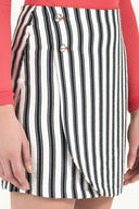 Beyaz Çizgili keten mini etek 80886