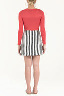 Beyaz Çizgili keten mini etek 80886