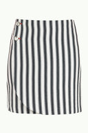 Beyaz Çizgili keten mini etek 80886