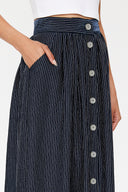 Siyah Düğmeli ve büzgülü etek 81052