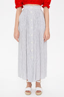Çizgili Düğmeli ve büzgülü etek 81052